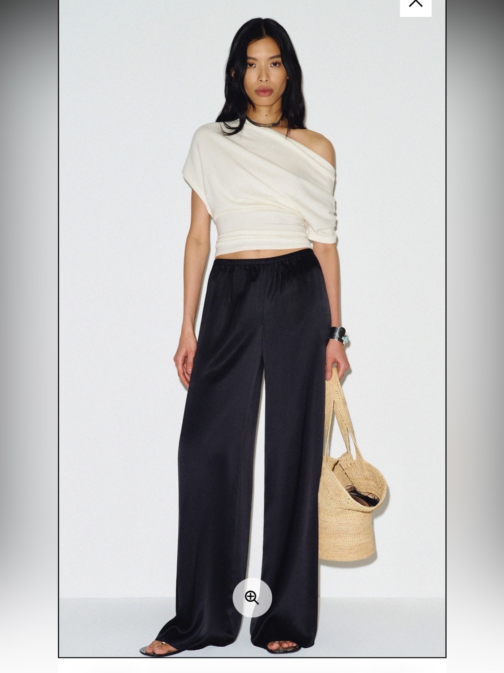 NWT Reformation BLACK SILK CELINE LOW RISE WIDE LEG TROUSER Size S - Picture 3 of 10